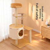 Cat Tree with Sisal Scratching Post — Floor-to-Ceiling Adjustable, Round Base view 6
