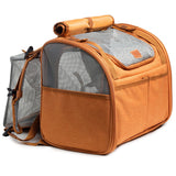 Expandable Cat Carrier Backpack — Mesh Side Window, Foldable, Brown & Gray view 4