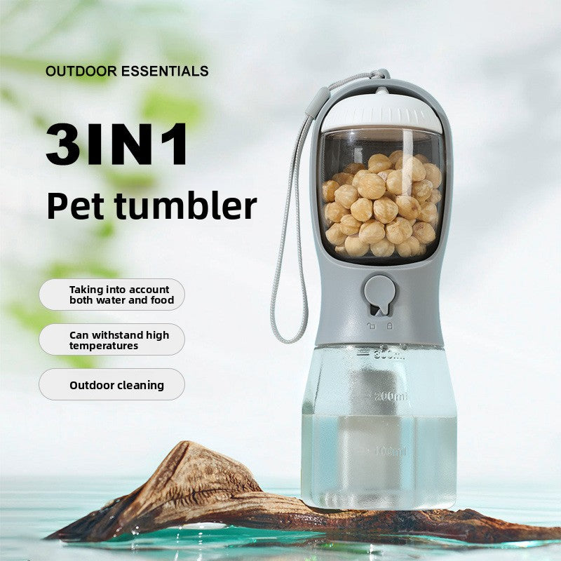 Portable Pet Water & Food Travel Bottle — 300ml Heat-Resistant, 3 Colours