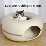 Felt Donut Cat Nest with Tunnel — Wool-Felt, 50x20cm & 60x28cm, 5 Colours view 6