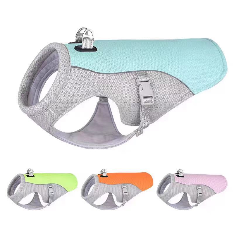 Dog Cooling Vest — Breathable Evaporative Cooling, S–L, Pink & Blue