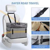 Dog Car Seat Kennel with Pad — Foldable, 39x37x34cm, Black & Gray view 3