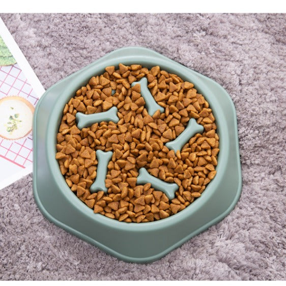 Slow Feeder Dog & Cat Bowl — Anti-Bloat Non-Slip, Navy / Green / Yellow