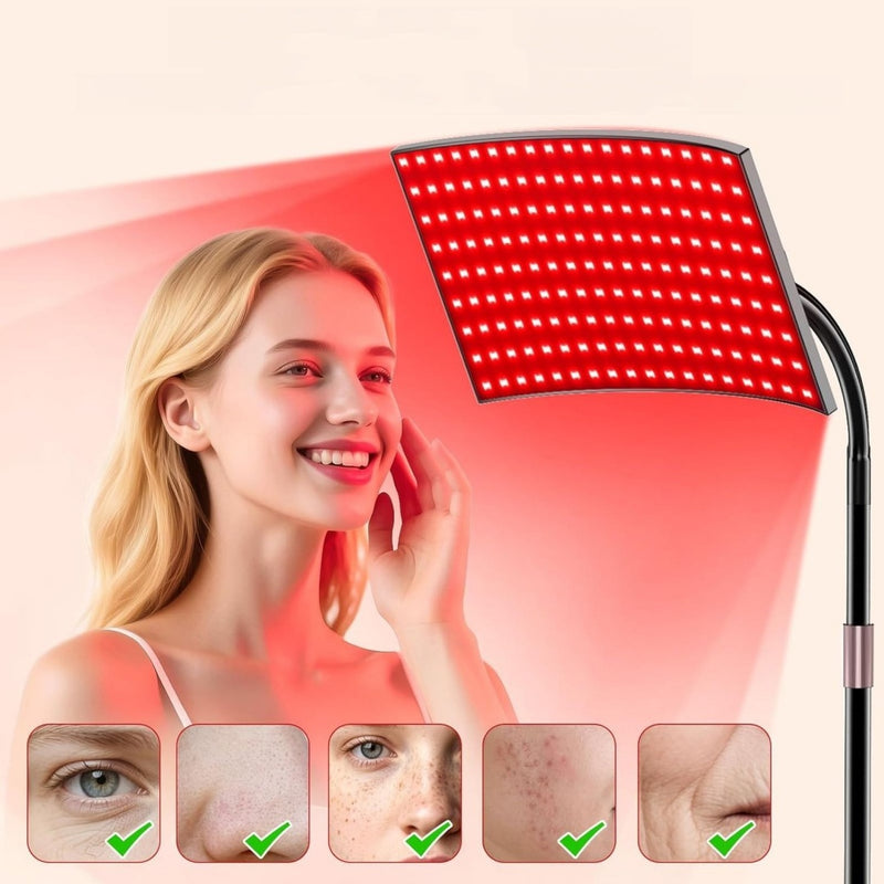 Floor-Standing Red Light Therapy Lamp — 162 LEDs, Rotatable & Tilting for Full-Body Sessions