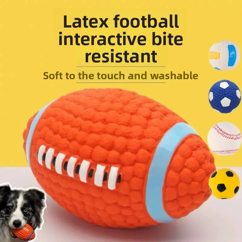 Chew-Resistant Dog Toy Ball — Oval & Sound-Interactive, 1–3 Pack