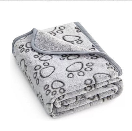 Plush Pet Blanket — Anti-Slip Machine-Washable, XS–M, Paw Print Design