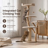 Cat Tree with Sisal Scratching Post — Floor-to-Ceiling Adjustable, Round Base view 2