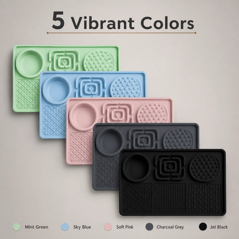 Silicone Lick Mat Slow Feeder for Dogs & Cats — 5 Shapes, 5 Colours