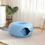Felt Donut Cat Nest with Tunnel — Wool-Felt, 50x20cm & 60x28cm, 5 Colours view 3