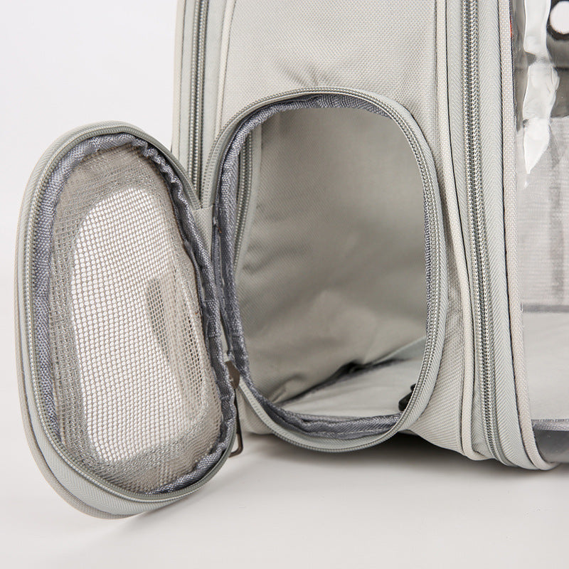 transparent pet backpack carrier - close-up product detail