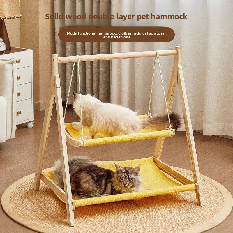 Double-Layer Cat Hammock Bed — 2-Tier Metal Frame, L1 & L2 Sizes, 3 Colours