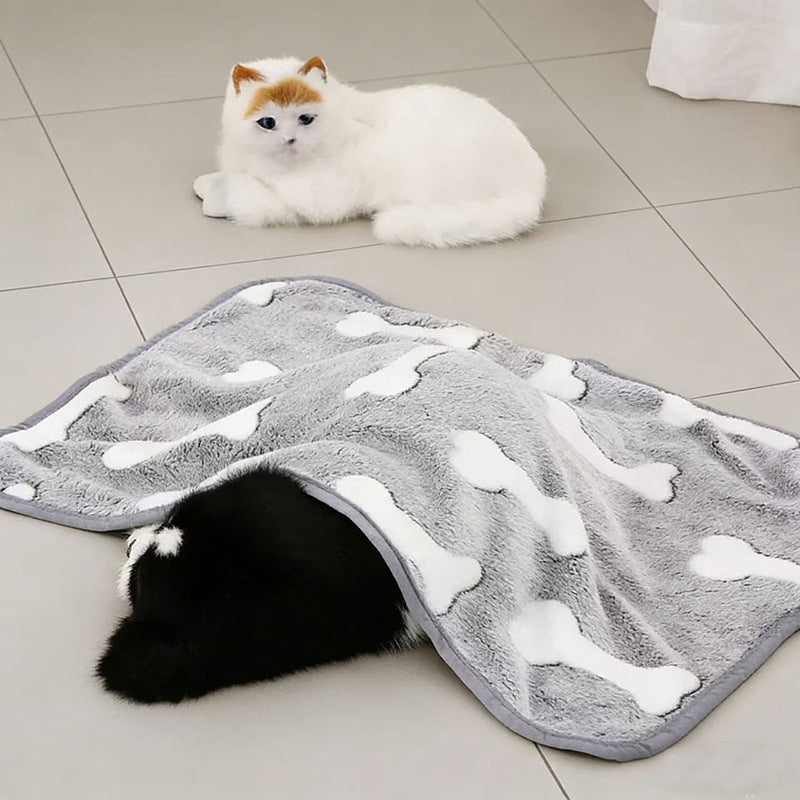 Plush Pet Blanket — Anti-Slip Machine-Washable, XS–M, Paw Print Design