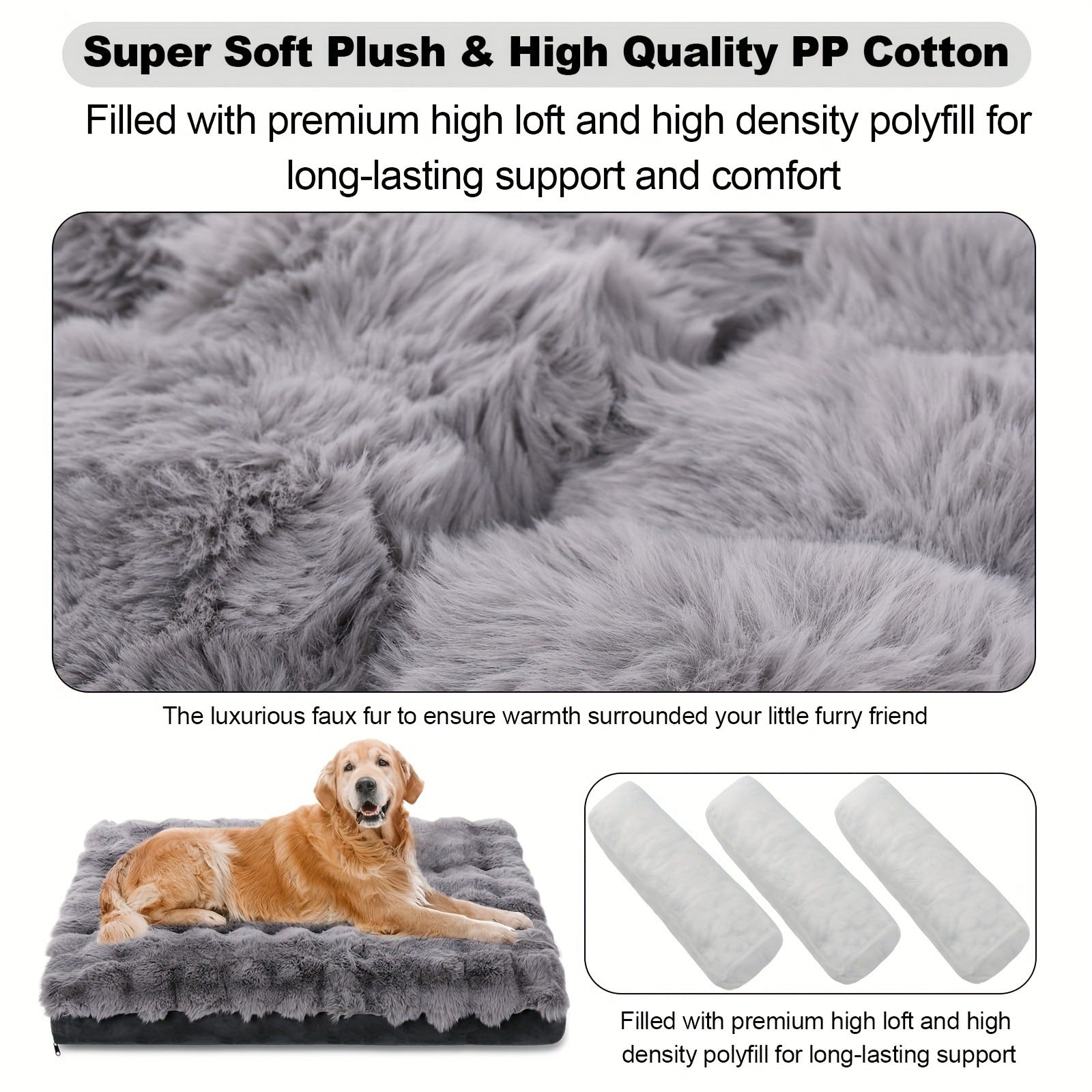 hair-like orthopedic dog bed - close-up product detail