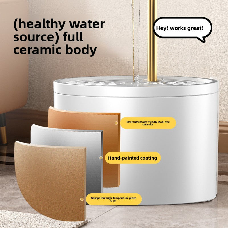 Ceramic Pet Water Fountain Dispenser — Auto-Circulating Filter, White & Black