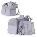 Expandable Cat Carrier Backpack — Mesh Side Window, Foldable, Brown & Gray view 6