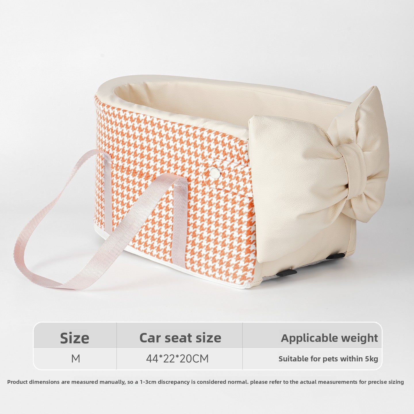 Pet Car Seat Carrier — Plush Bow Design, Dog & Cat, Multiple Colours