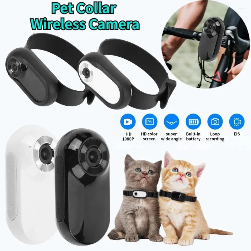 Pet Action Camera Clip-On Recorder — Wide Angle Thumb Cam, Black & White