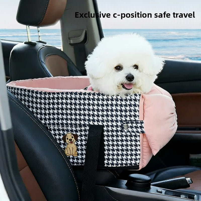 Pet Car Seat Carrier — Plush Bow Design, Dog & Cat, Multiple Colours