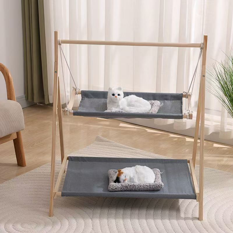 Double-Layer Cat Hammock Bed — 2-Tier Metal Frame, L1 & L2 Sizes, 3 Colours