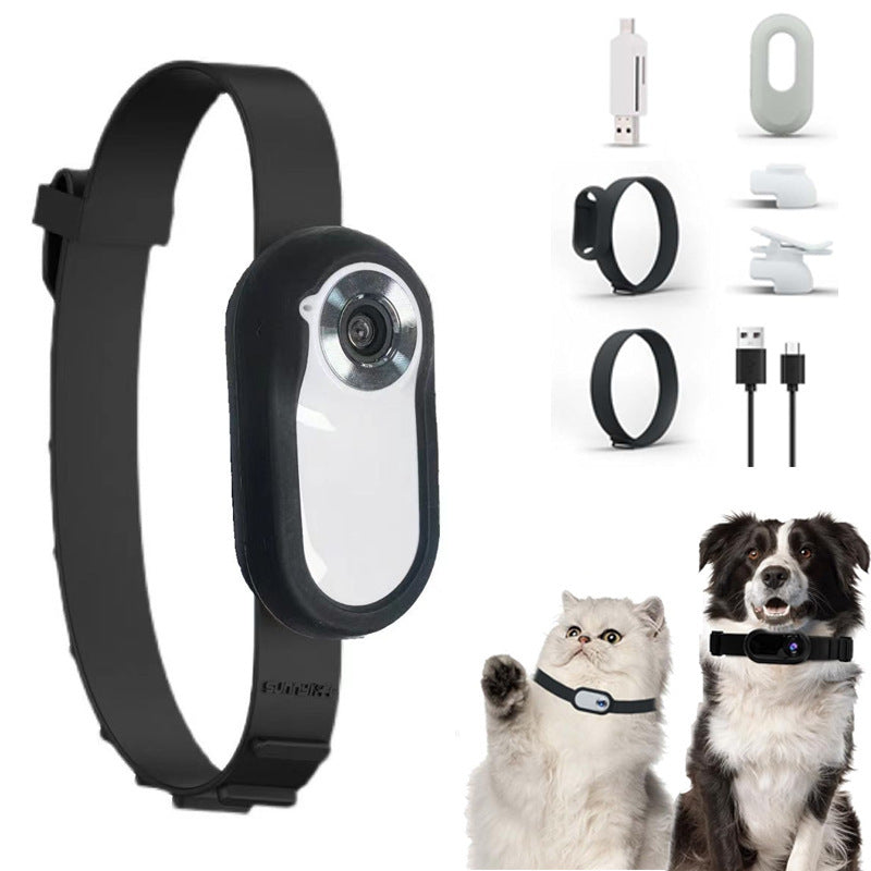 Pet Action Camera Clip-On Recorder — Wide Angle Thumb Cam, Black & White