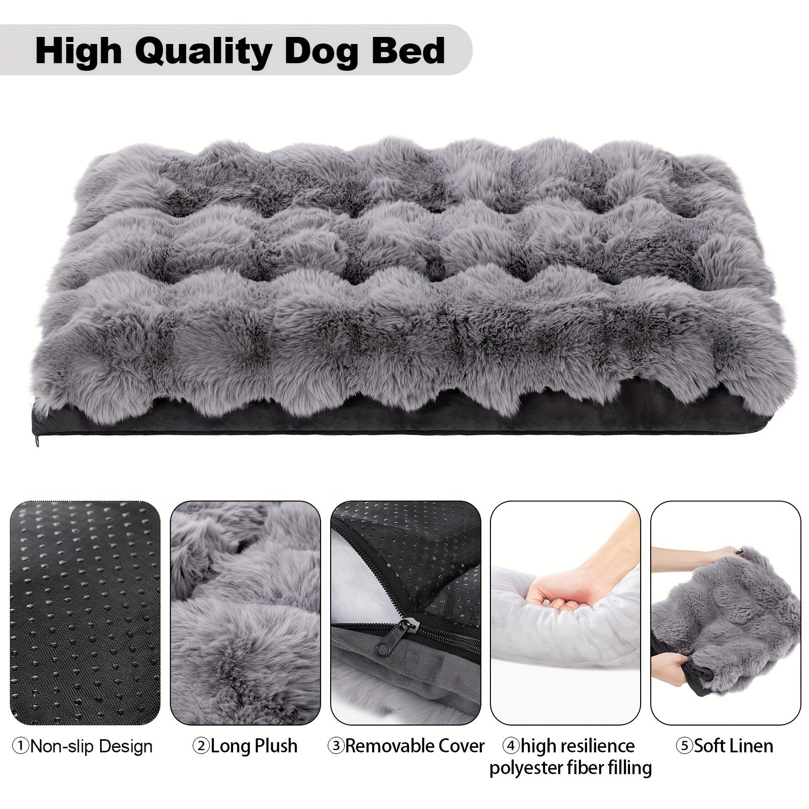 hair-like orthopedic dog bed - material and construction detail