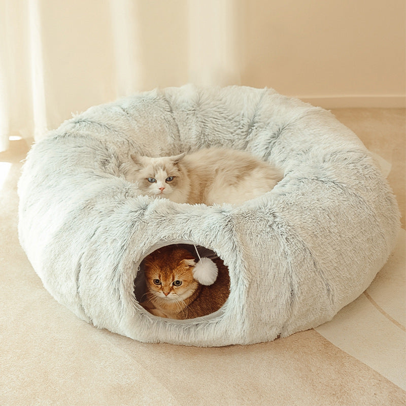 foldable plush cat tunnel bed - alternate product angle