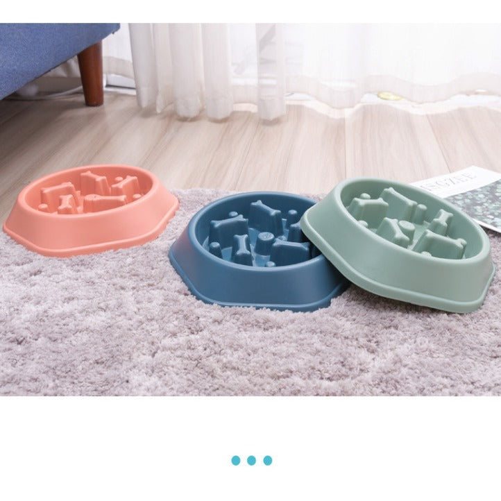 Slow Feeder Dog & Cat Bowl — Anti-Bloat Non-Slip, Navy / Green / Yellow
