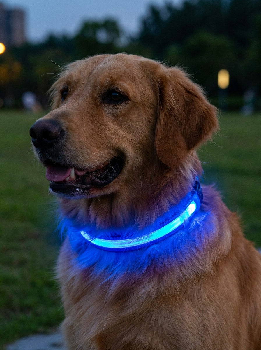 LED Dog Collar USB Rechargeable — Adjustable Safety Collar, XS–XL Sizes