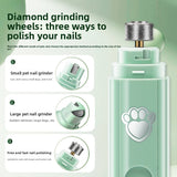 Electric Pet Nail Grinder — Quiet USB Rechargeable Trimmer, Green & White view 4
