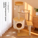 Cat Tree with Sisal Scratching Post — Floor-to-Ceiling Adjustable, Round Base view 5