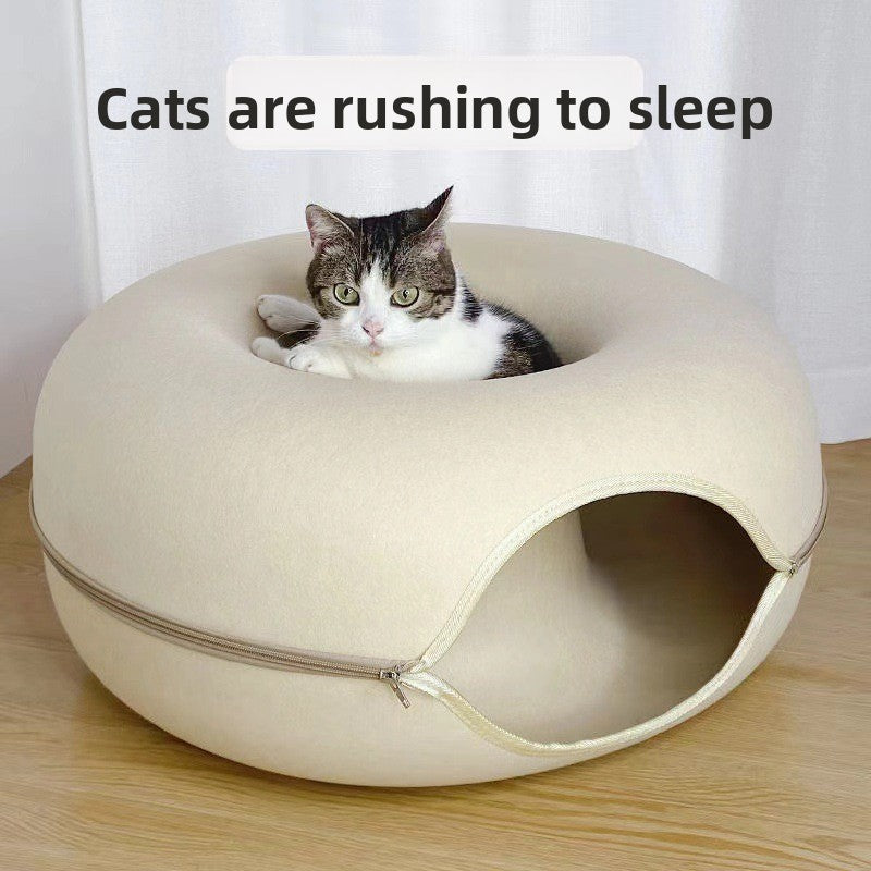 felt donut cat nest with tunnel - additional product view