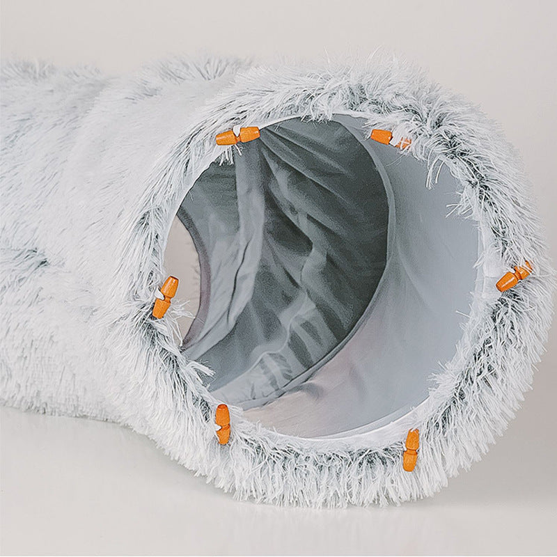 foldable plush cat tunnel bed - close-up product detail