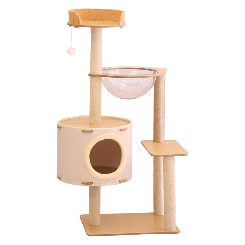 integrated cat climbing tree with sisal scratching post - feature and design view