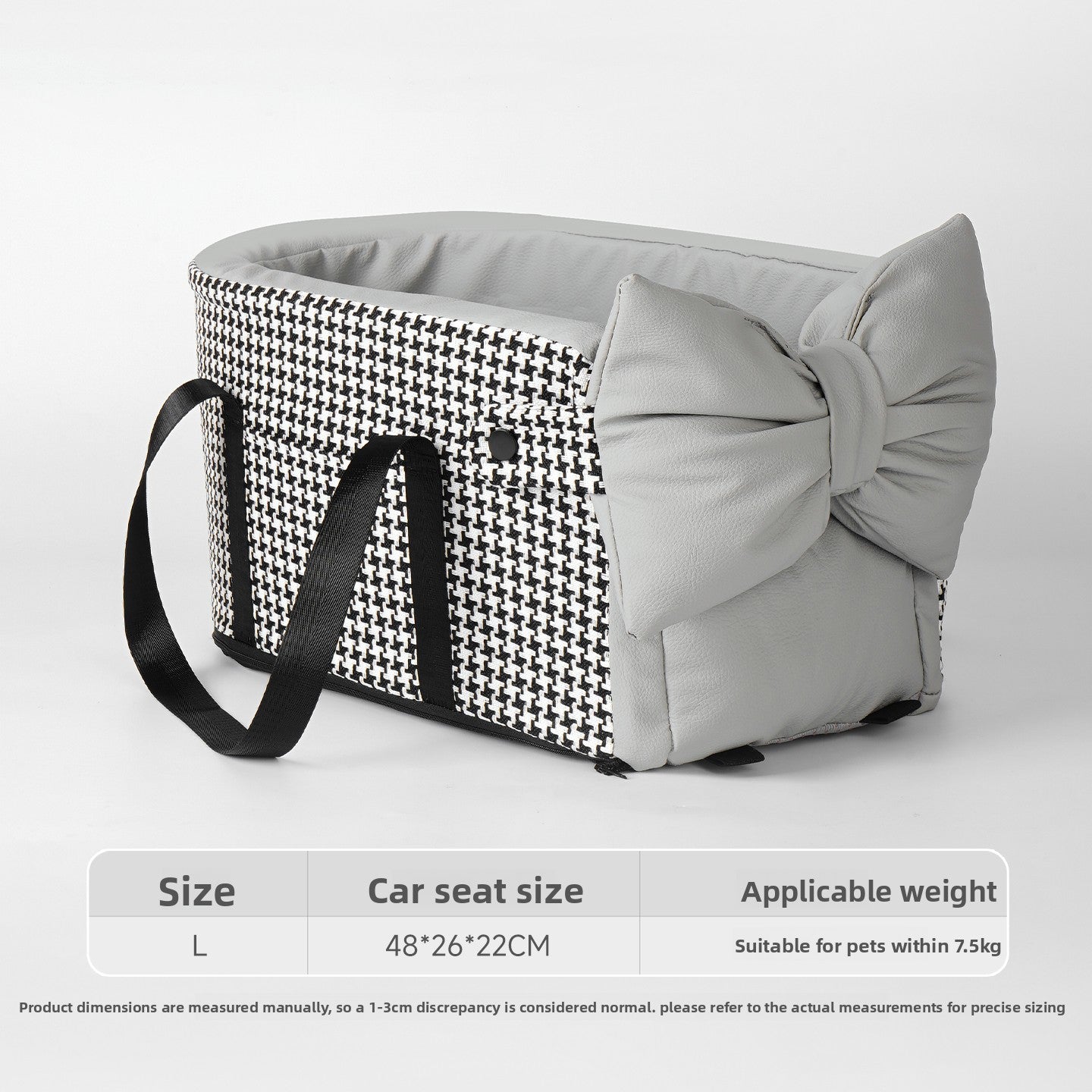 Pet Car Seat Carrier — Plush Bow Design, Dog & Cat, Multiple Colours