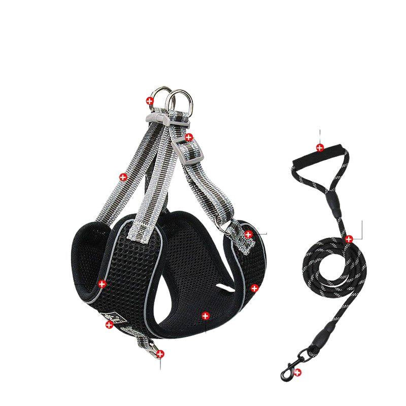 adjustable reflective dog harness leash - feature and design view