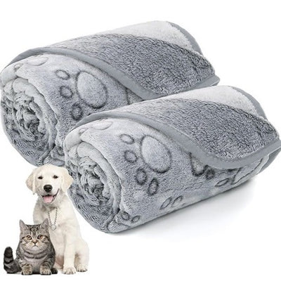 Plush Pet Blanket — Anti-Slip Machine-Washable, XS–M, Paw Print Design
