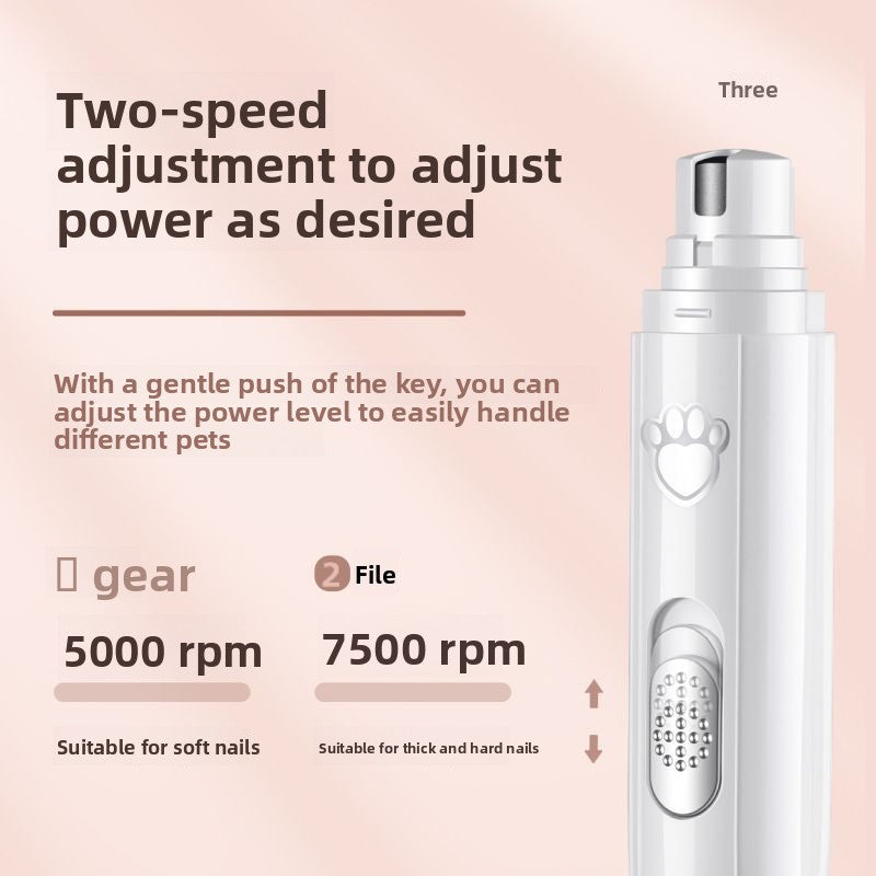Electric Pet Nail Grinder — Quiet USB Rechargeable Trimmer, Green & White