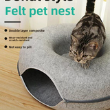 Felt Donut Cat Nest with Tunnel — Wool-Felt, 50x20cm & 60x28cm, 5 Colours view 2