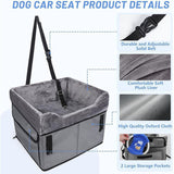 Dog Car Seat Kennel with Pad — Foldable, 39x37x34cm, Black & Gray view 4