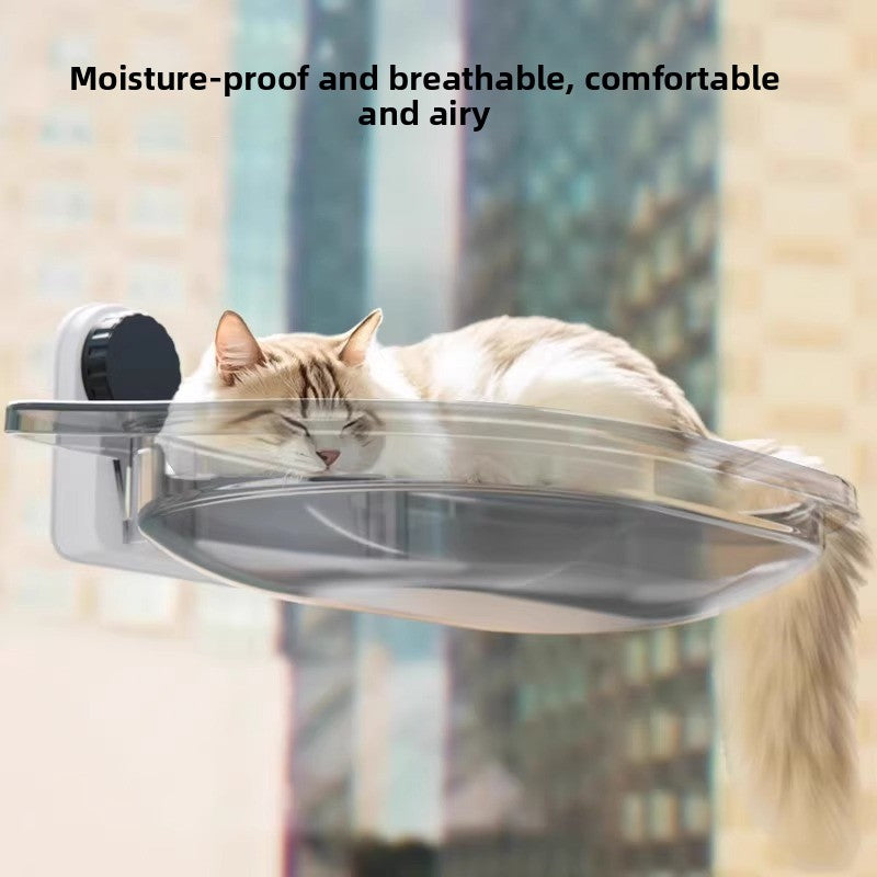 cat window hanging bed with suction cups - feature and design view