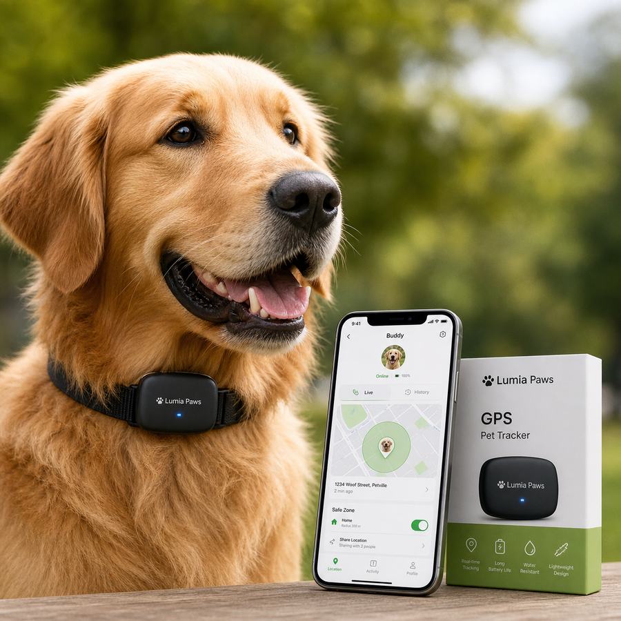 GPS Pet Tracker for Collar — Real-Time Location, S/M/L, Apple Compatible