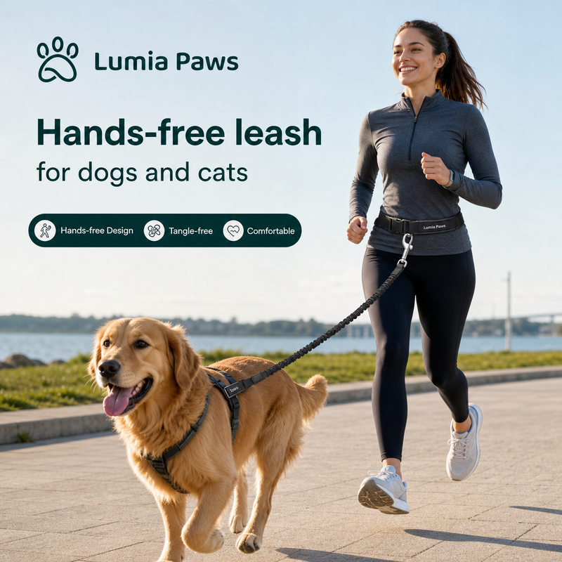 Hands-Free Dog & Cat Leash — Adjustable Waist Belt, 3 Colours