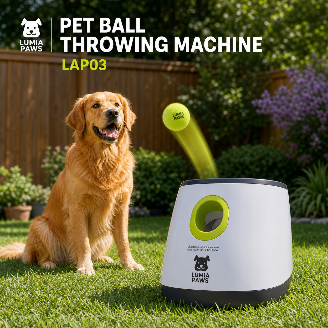 Automatic Dog Ball Launcher — Tennis Ball Throwing Machine, 3-Ball Set