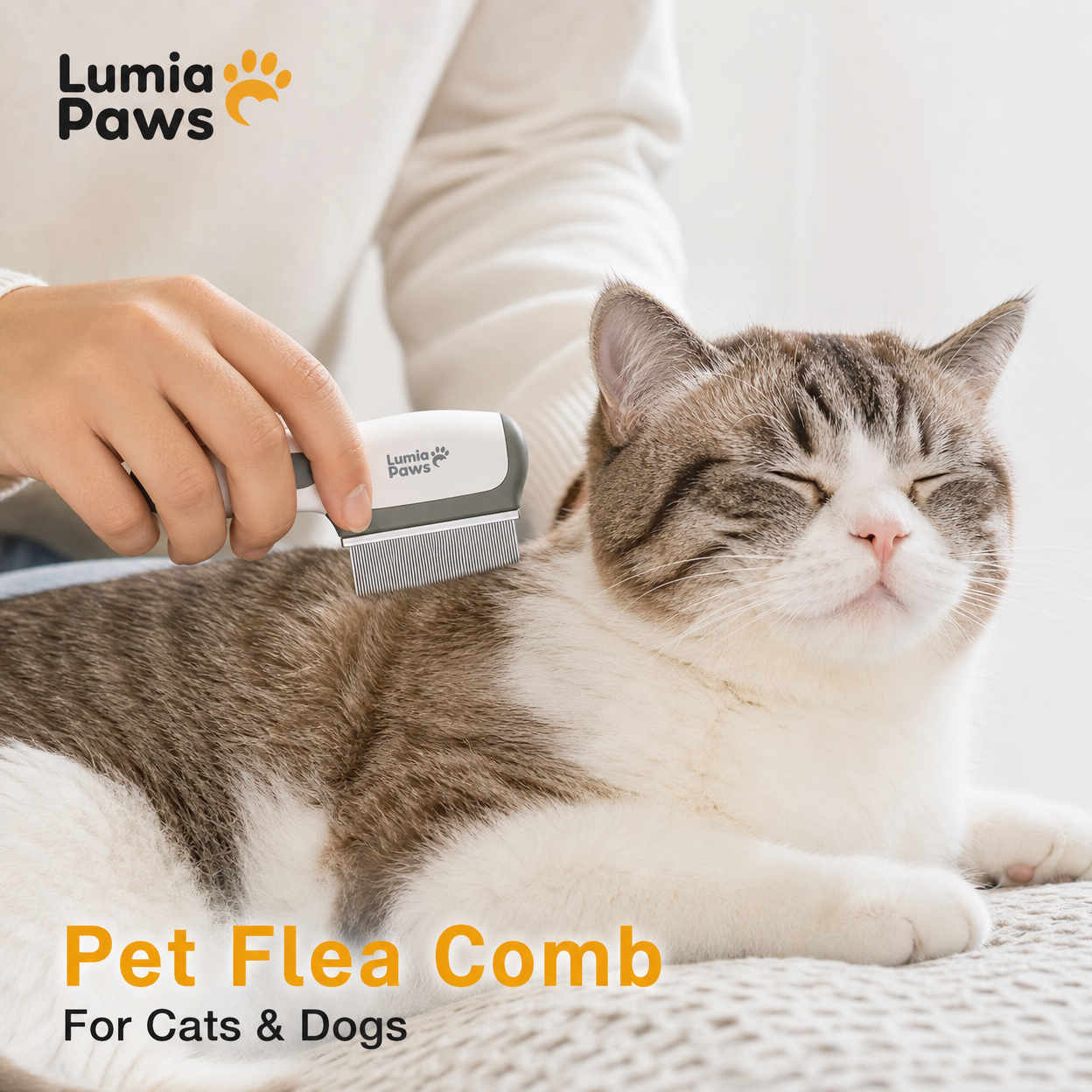 Pet Flea Comb for Dogs & Cats — Fine-Tooth Stainless Steel, Small & Large